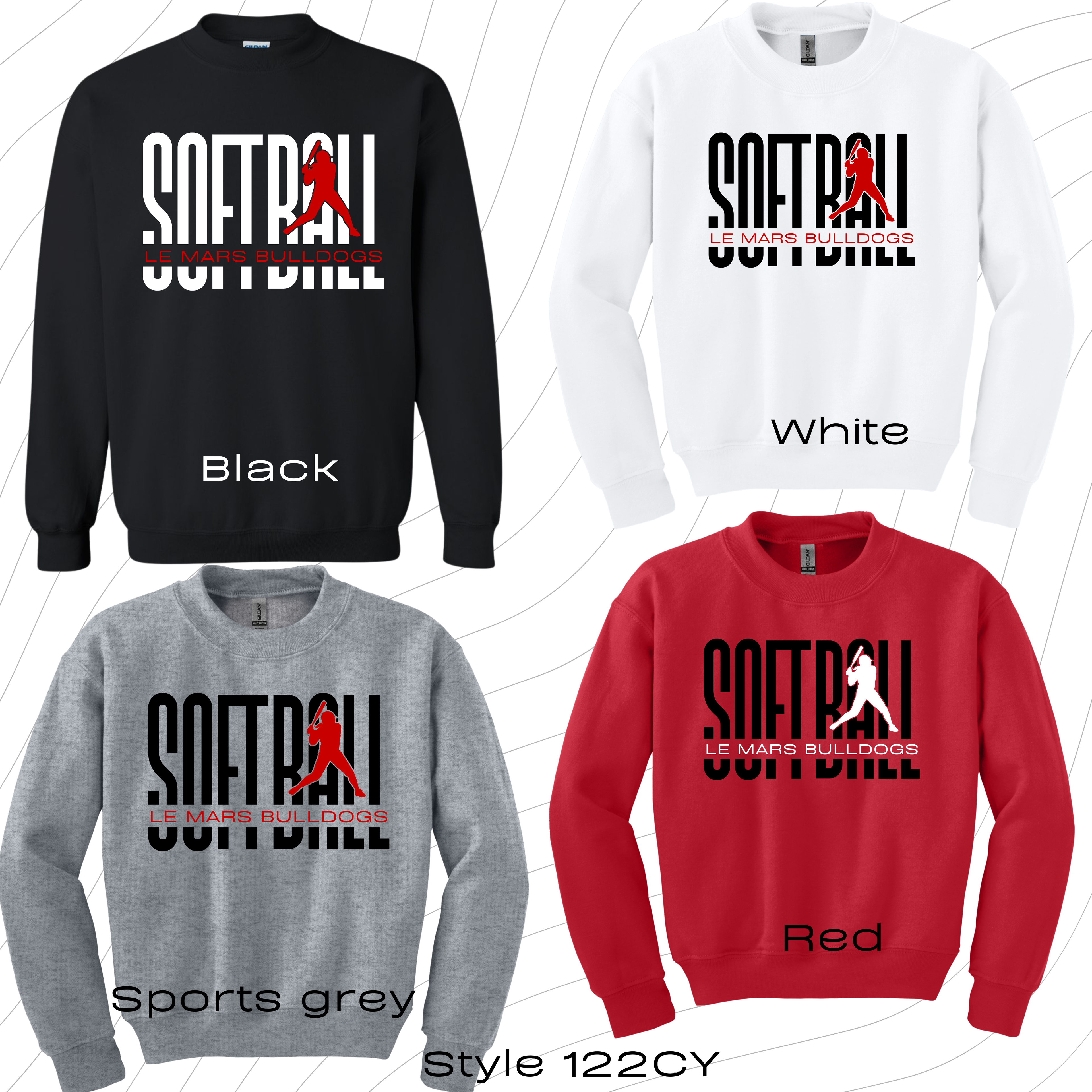 PRE-ORDER YOUTH softball style 122 crewneck sweatshirt