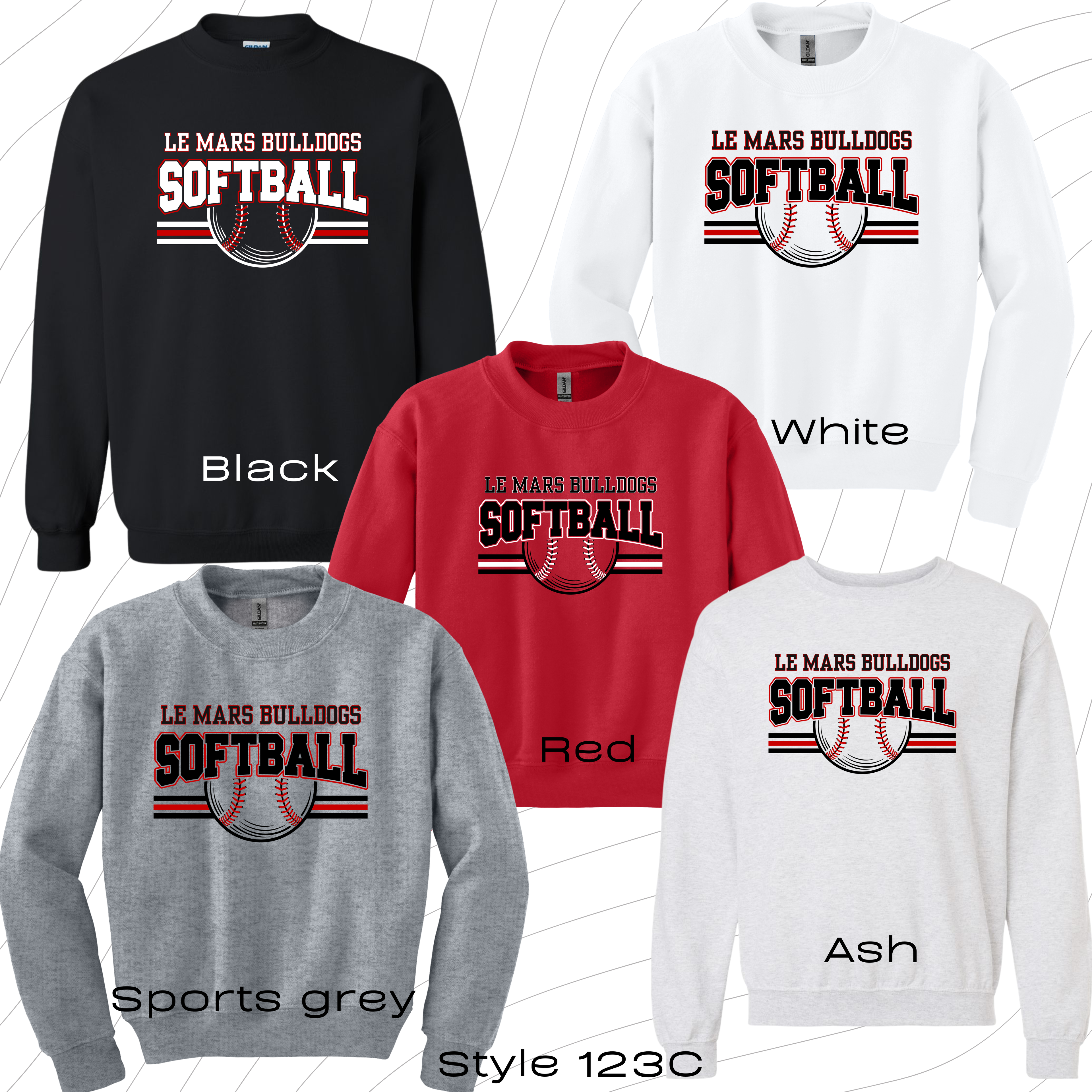 PRE-ORDER ADULT softball style 123 crewneck sweatshirt