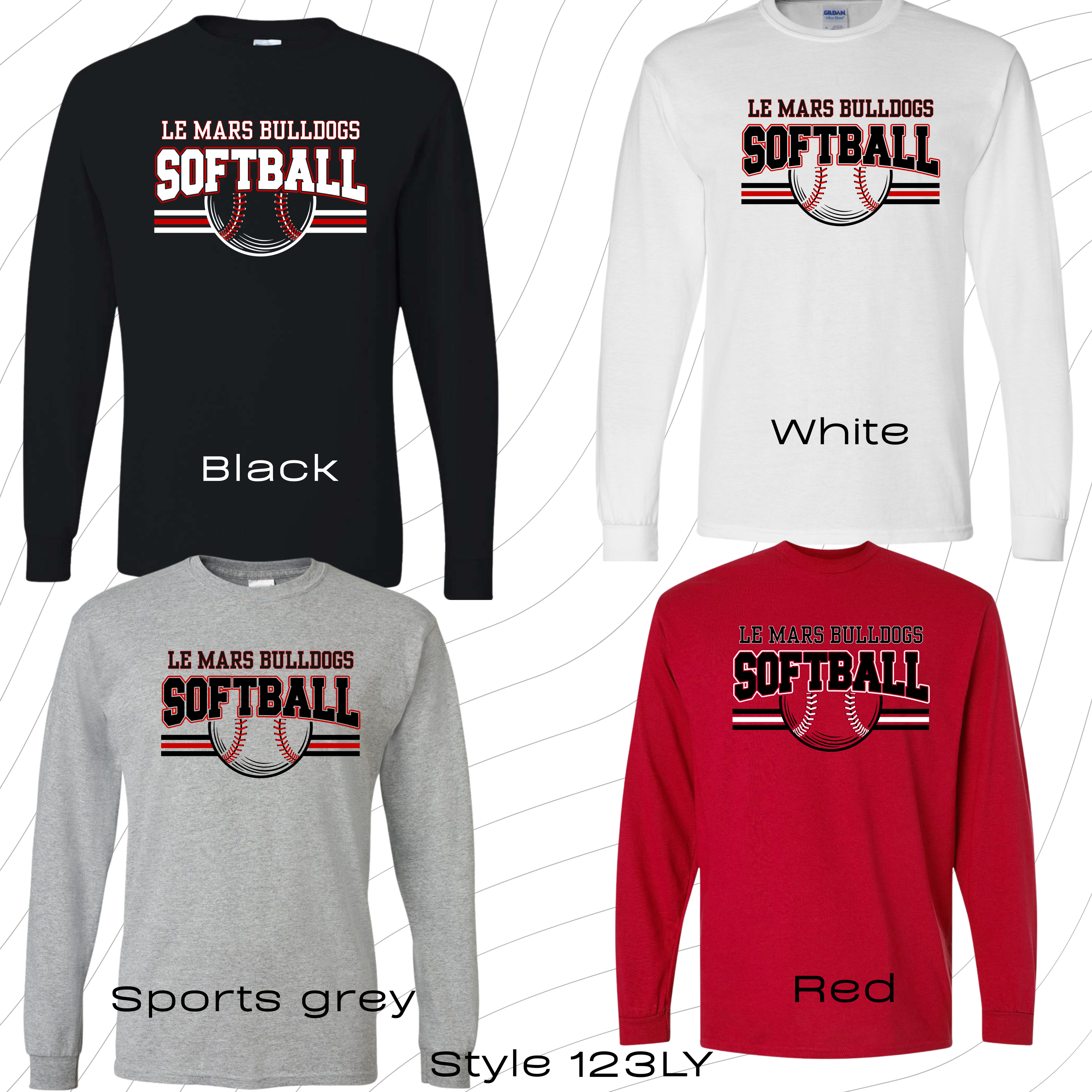 PRE-ORDER YOUTH softball style 123 long sleeve t-shirt