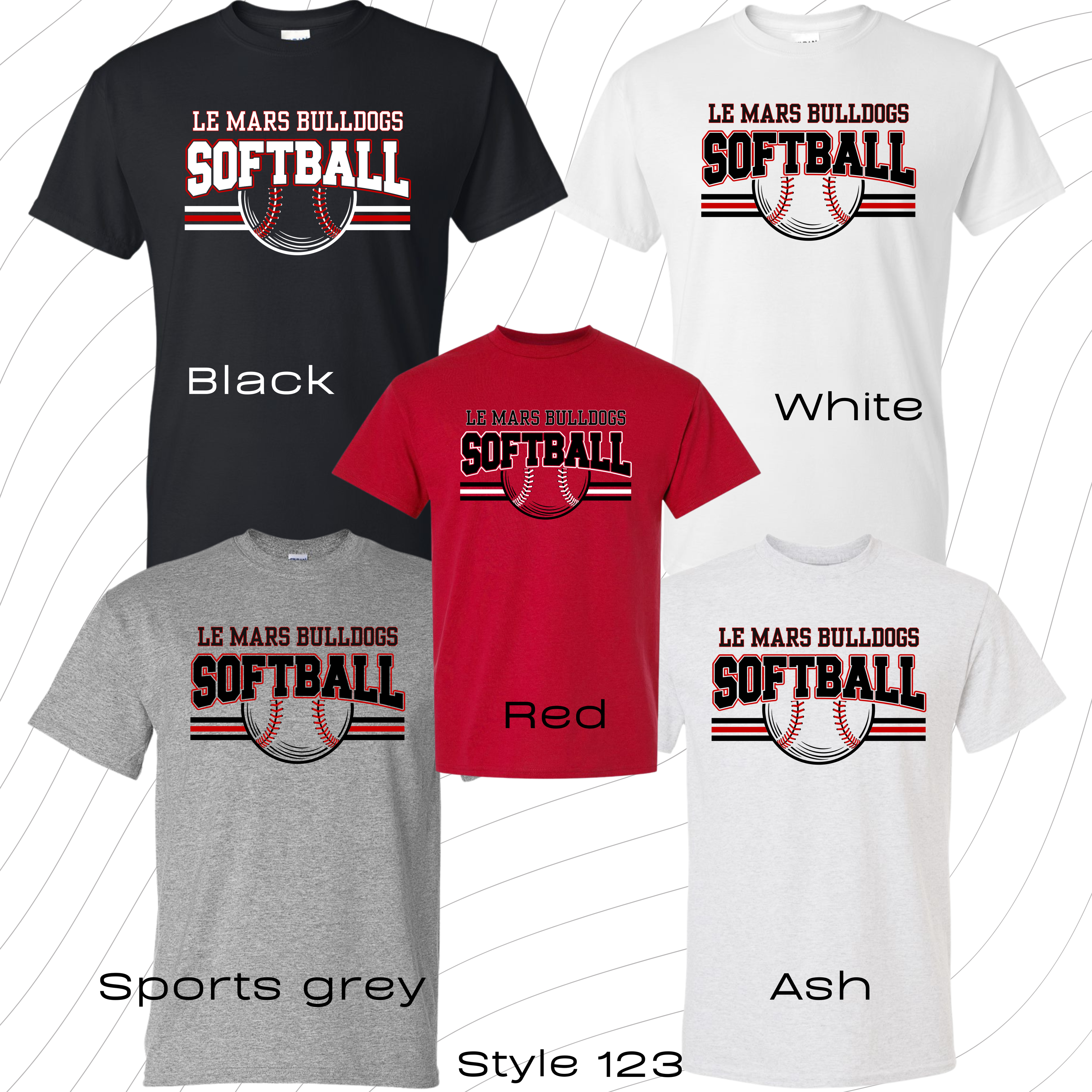 PRE-ORDER ADULT softball style 123 t-shirt