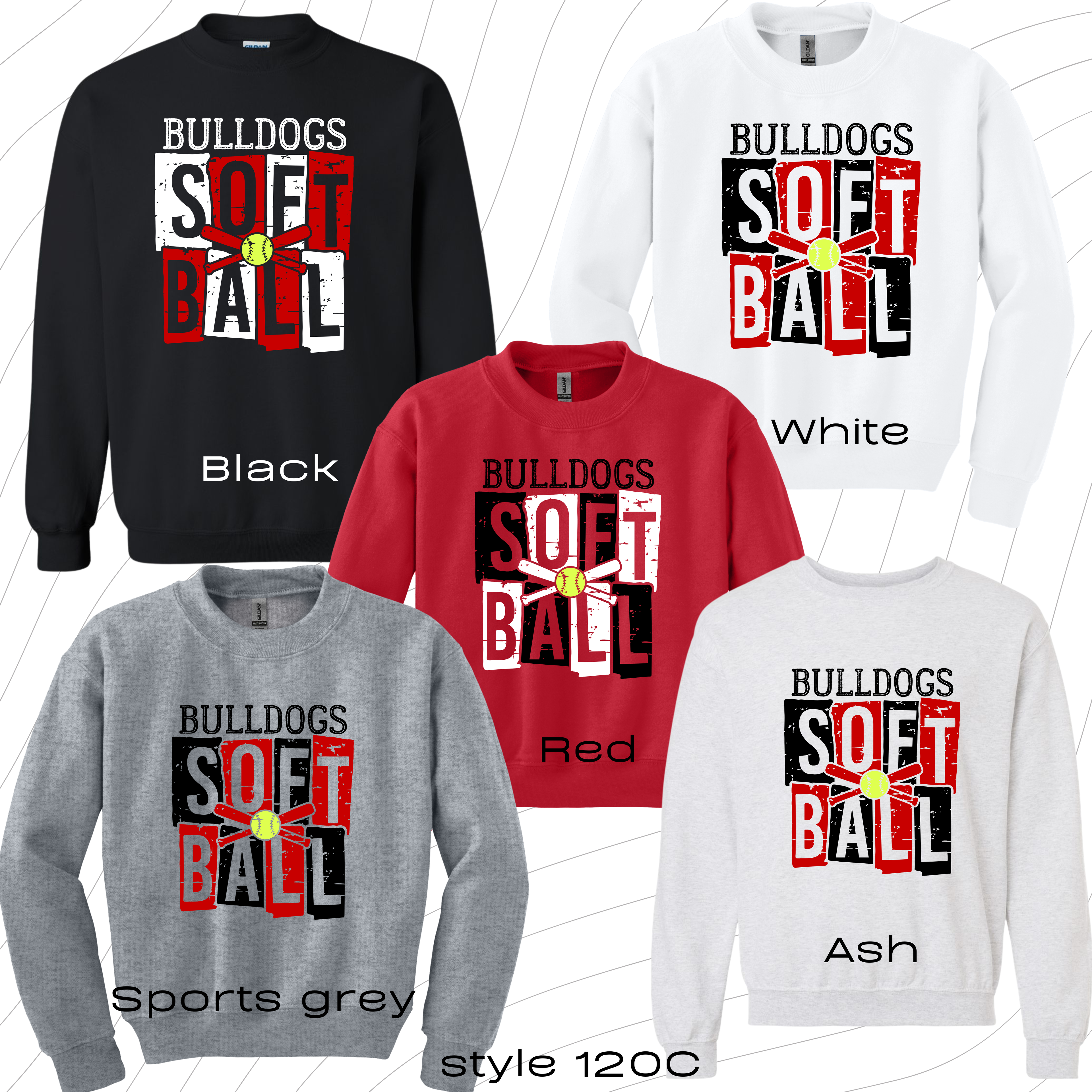 PRE-ORDER ADULT softball style 120 crewneck sweatshirt
