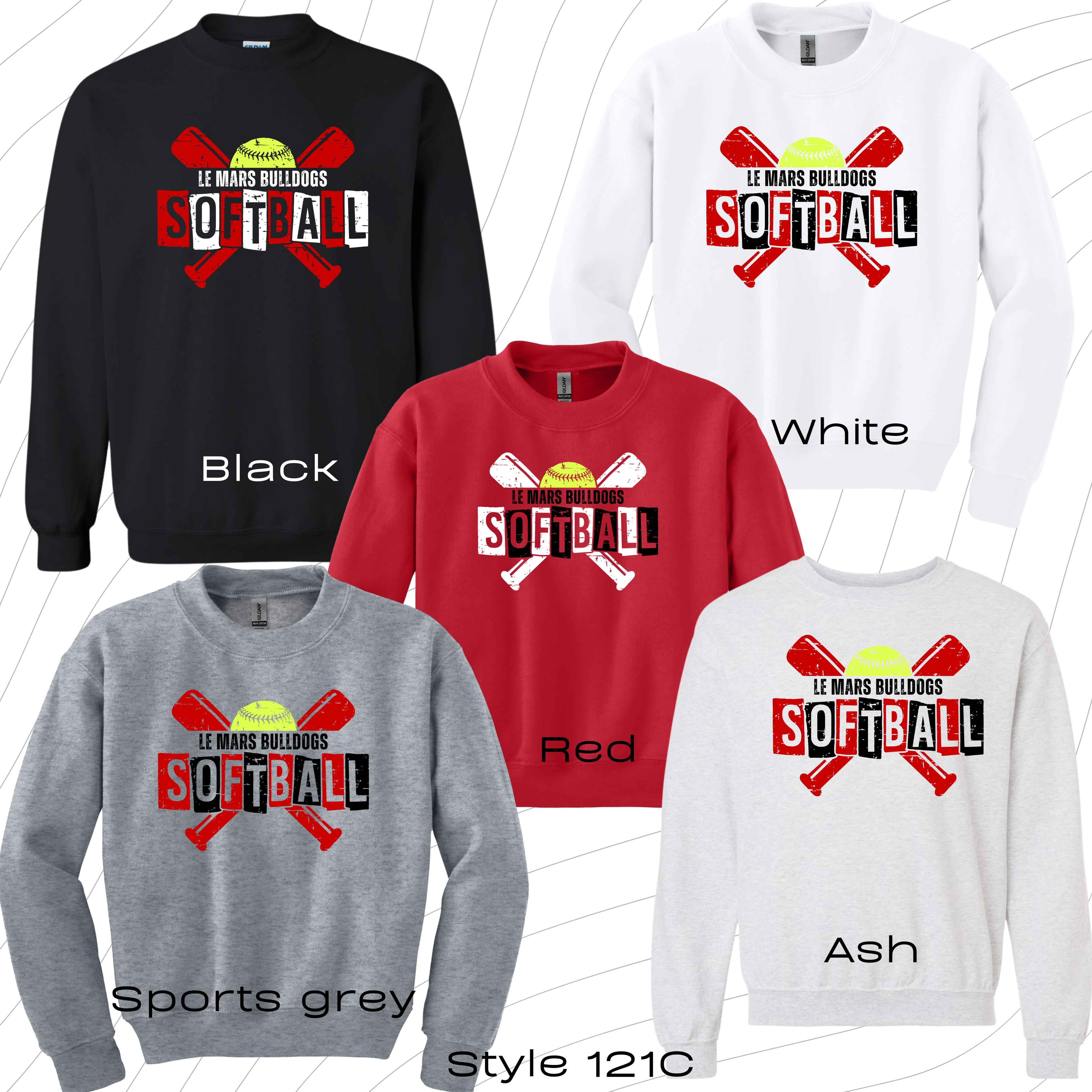 PRE-ORDER ADULT softball style 121 crewneck sweatshirt