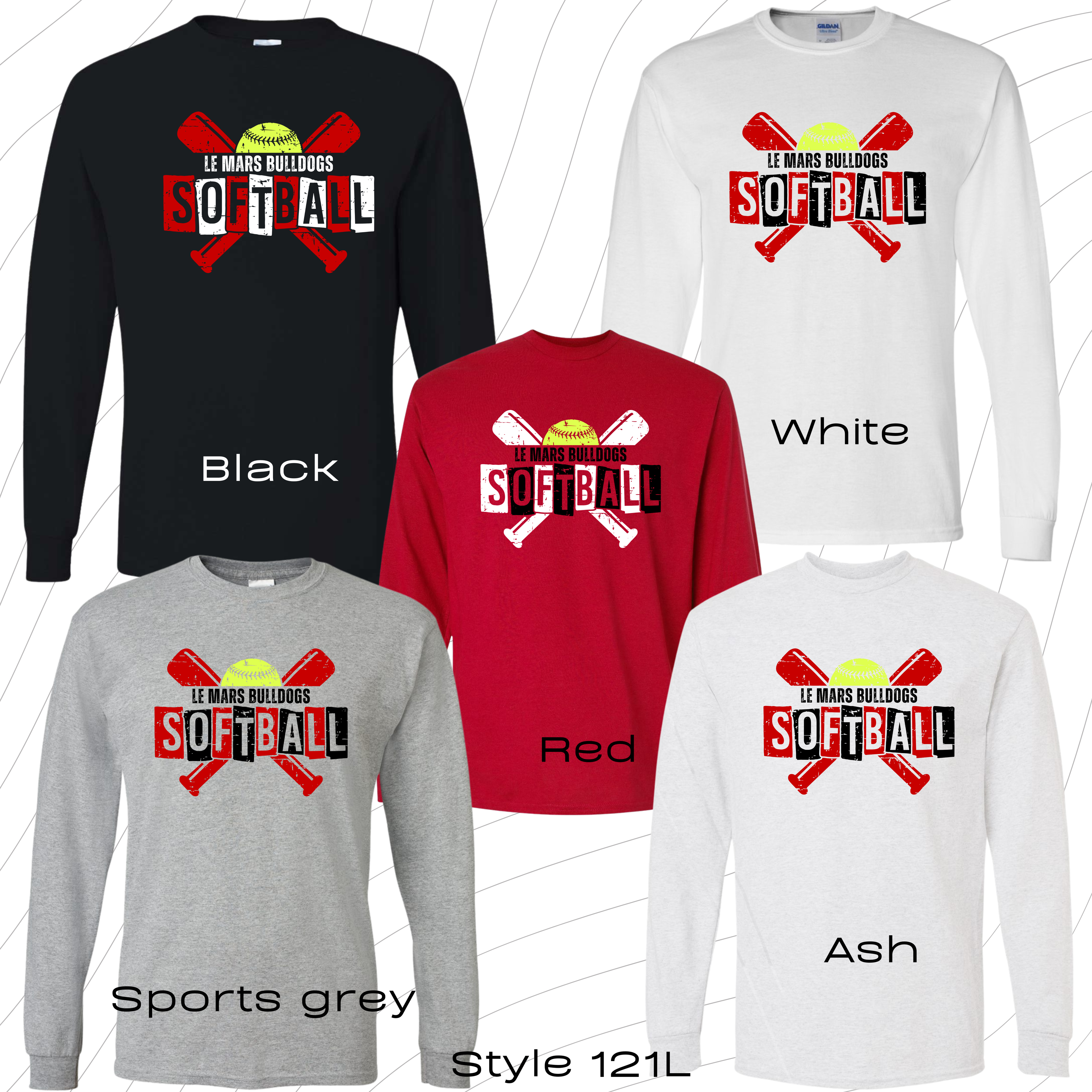 PRE-ORDER ADULT softball style 121 long sleeved t-shirt
