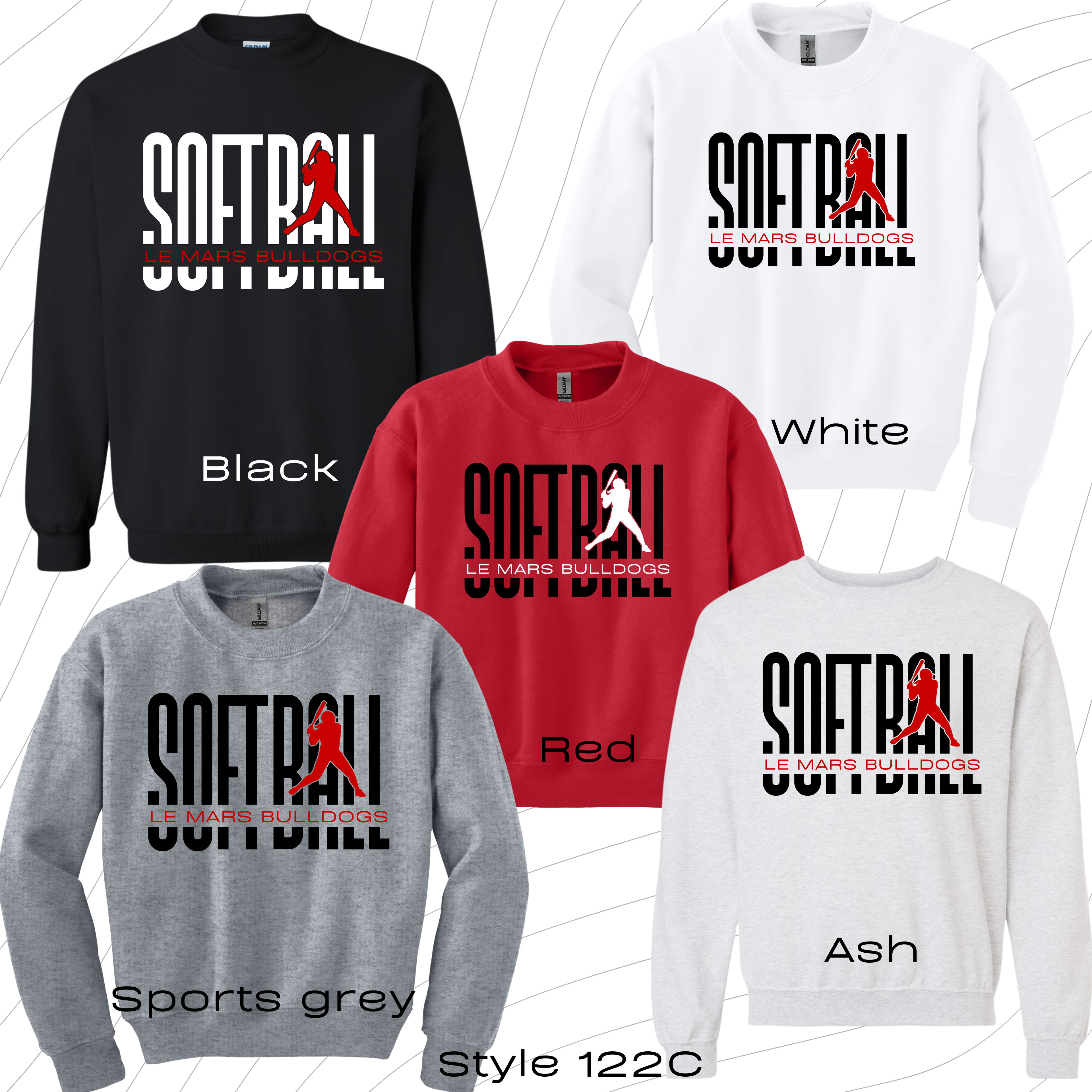 PRE-ORDER ADULT softball style 122 crewneck sweatshirt