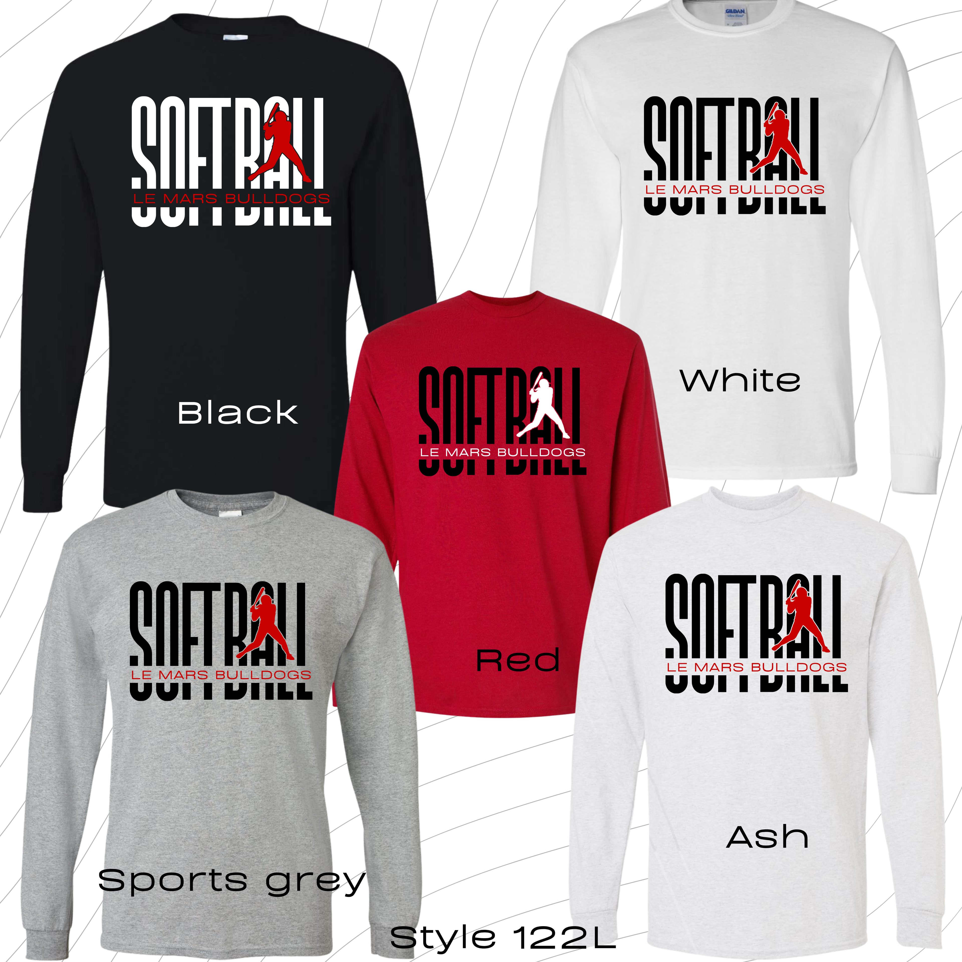 PRE-ORDER ADULT softball style 122 long sleeved t-shirt